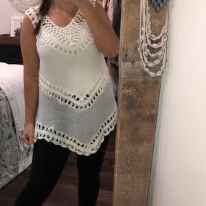 Gorgeous cream sheer boho crochet top